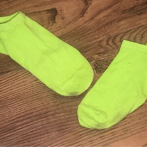 well worn JOLLY RANCHER Lime green Yellow No-Show Socks ankle socks Used socks